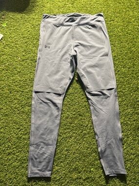 Women’s Under Armour Gray HeatGear Running Tights Compression Pants Size L NWT